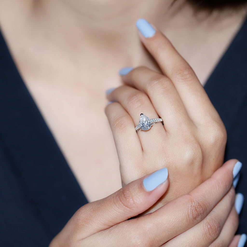 2.75 CT Pear Cut Moissanite Solitaire Engagement Ring, 925 Sterling Silver X173338