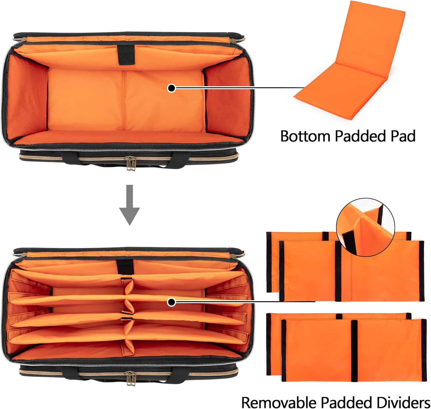 Large Travel DJ Cable File Bag with Inner Detachable Divider and Padded Compartment for 15.6” Laptop P82982