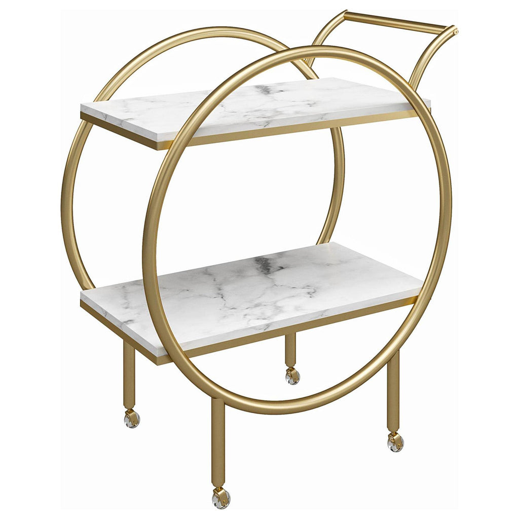 White Marble Round Bar Cart M7658