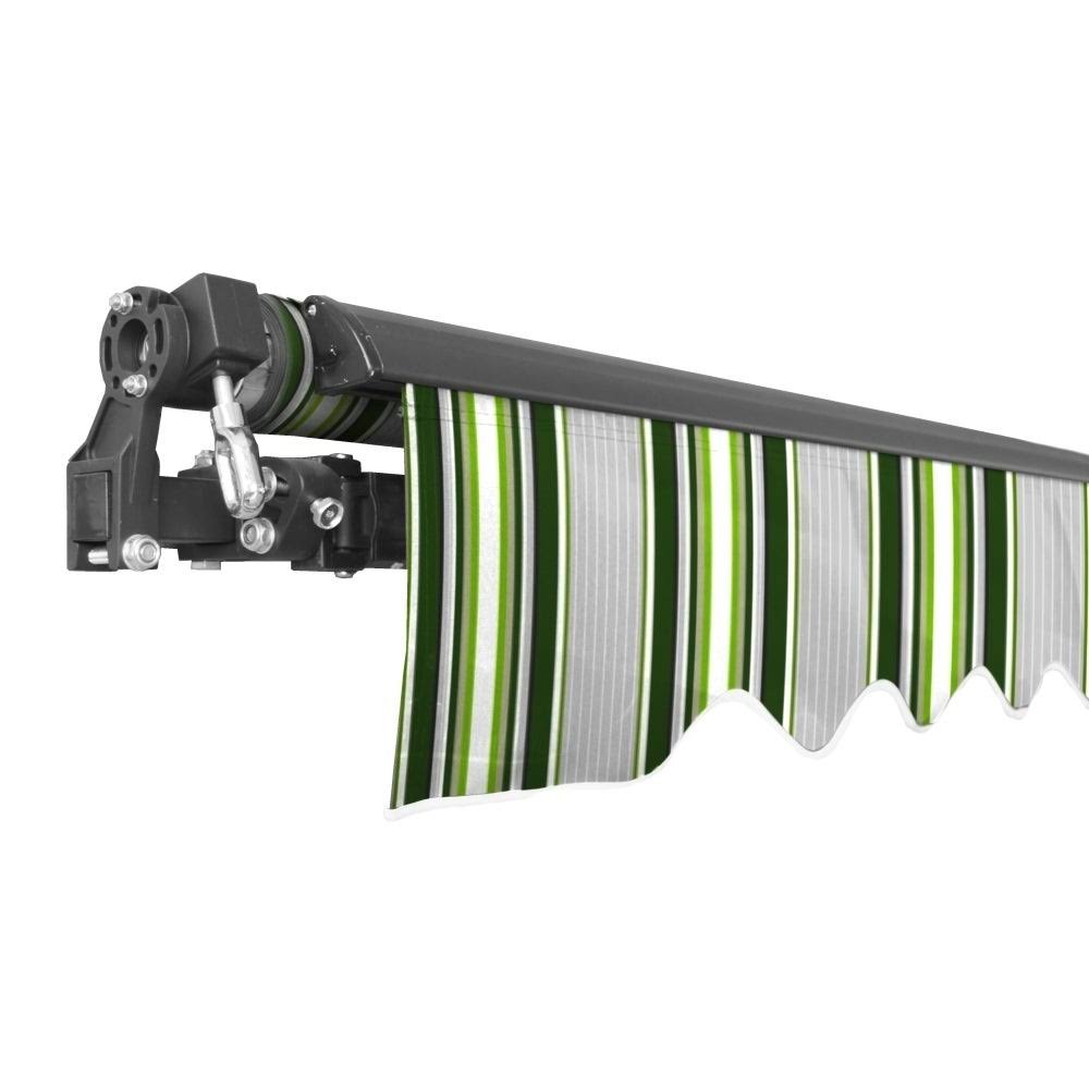 Black Frame Retractable Patio Canopy Awning 12 x 10 ft Multi Green K368