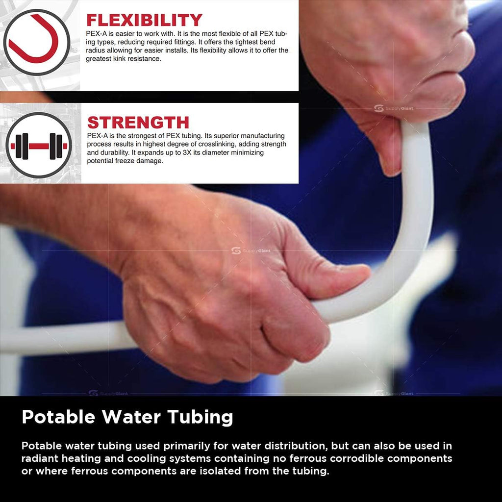PEX A Tubing Non-Barrier Pipe 1/2 in. x 100 Feet White Pack of 2 J1247
