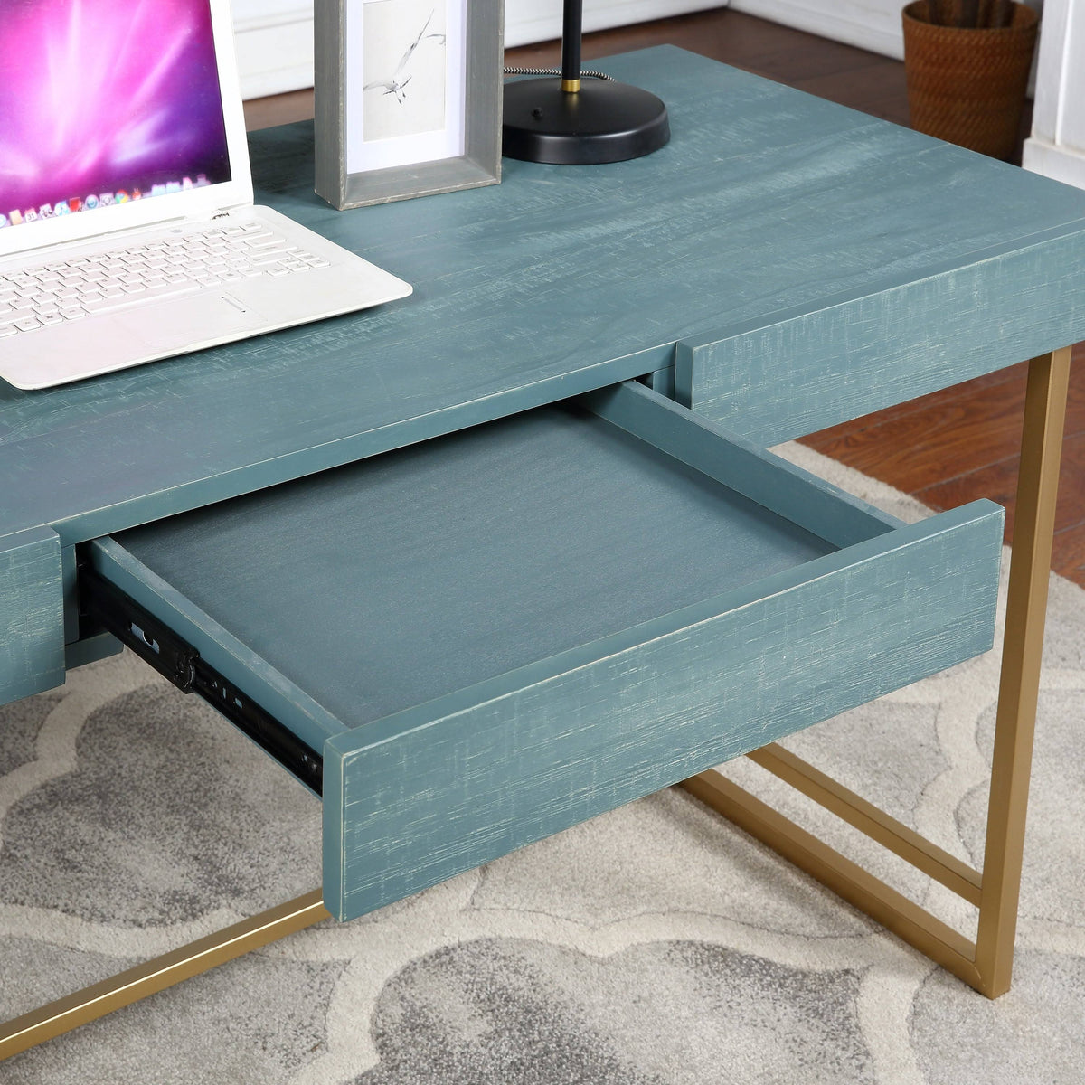 Pink 60-Inch 2-Drawer Desk V22950