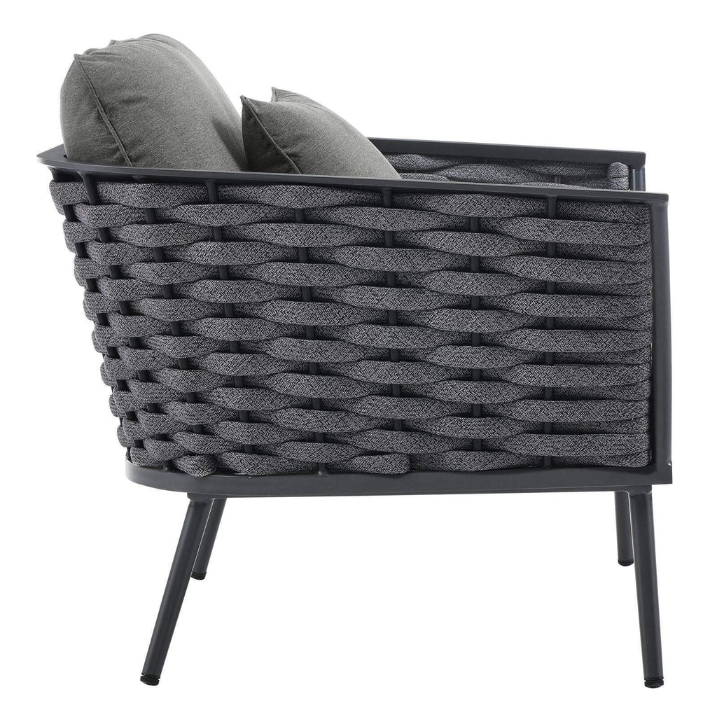 3 Piece Outdoor Aluminum Sectional Sofa Set in Gray Charcoal L703666