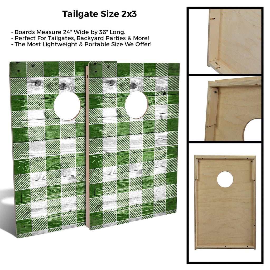Green Checkered Cornhole Set with Carrying Case E527821