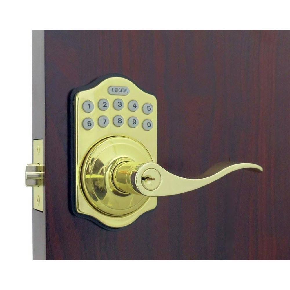 Digital Electronic Door Lever, Bright Brass H1912