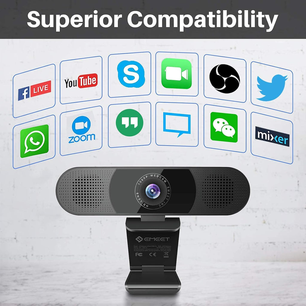 1080P Webcam with Microphone and Speakers F90253