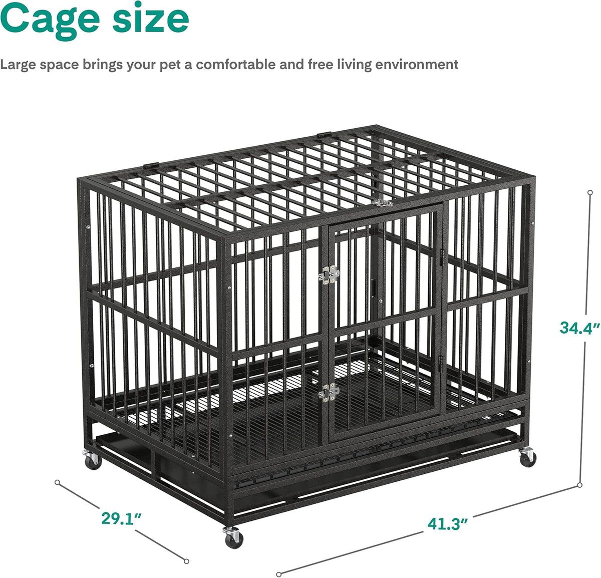 36 Heavy Duty Metal Dog Kennel and Crate, Double Door, Black Z169