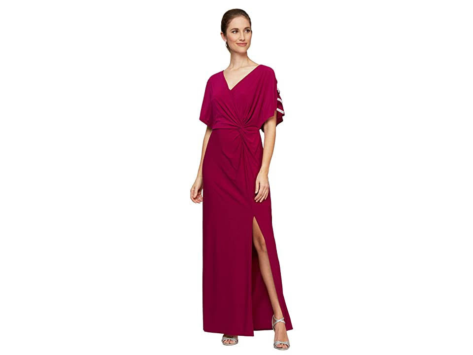 Embellished Sleeve Knot Front Gown - Pink - 6 B333609