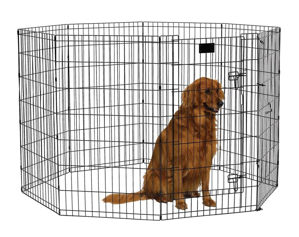 Foldable Metal Exercise Pen Black with Door X58367