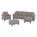 Beige Herringbone Fabric Sectional Couch with Ottoman T685