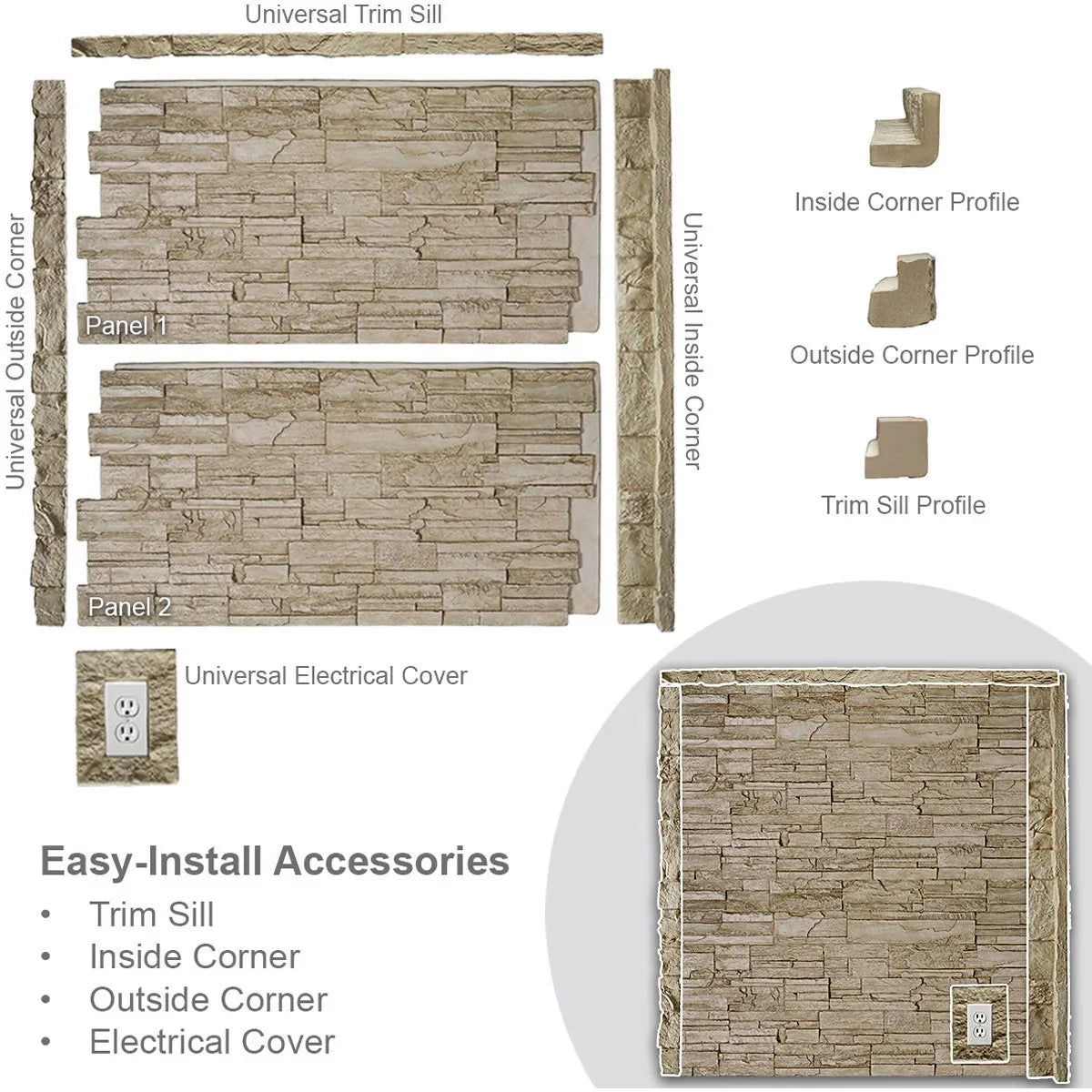 Trim Sill for Faux Stone Siding Panels G495172