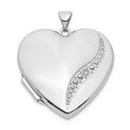 14K White Gold Wave Diamond Heart Locket O35096