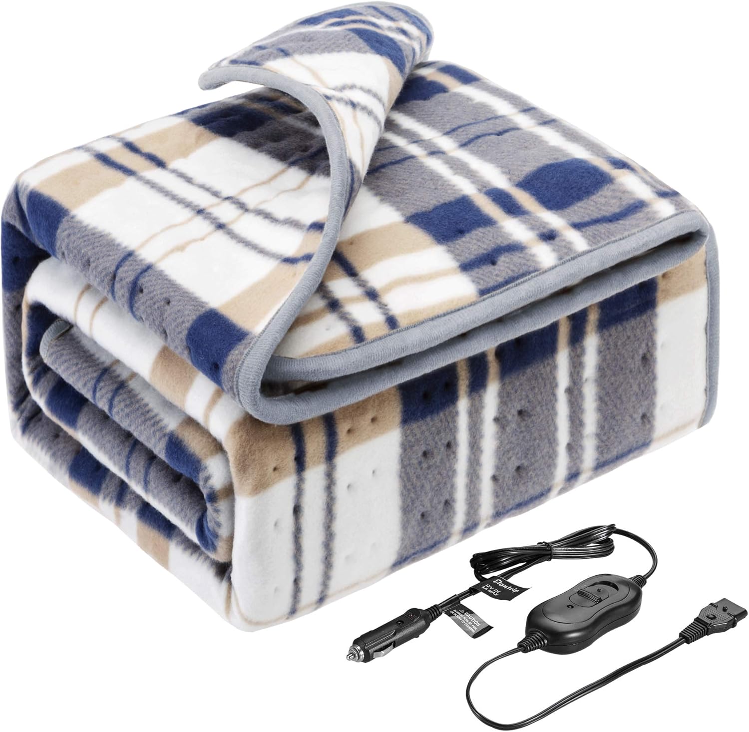 Machine Washable Electric Heated Blanket 12 Volt 40x55 in Blue W7070