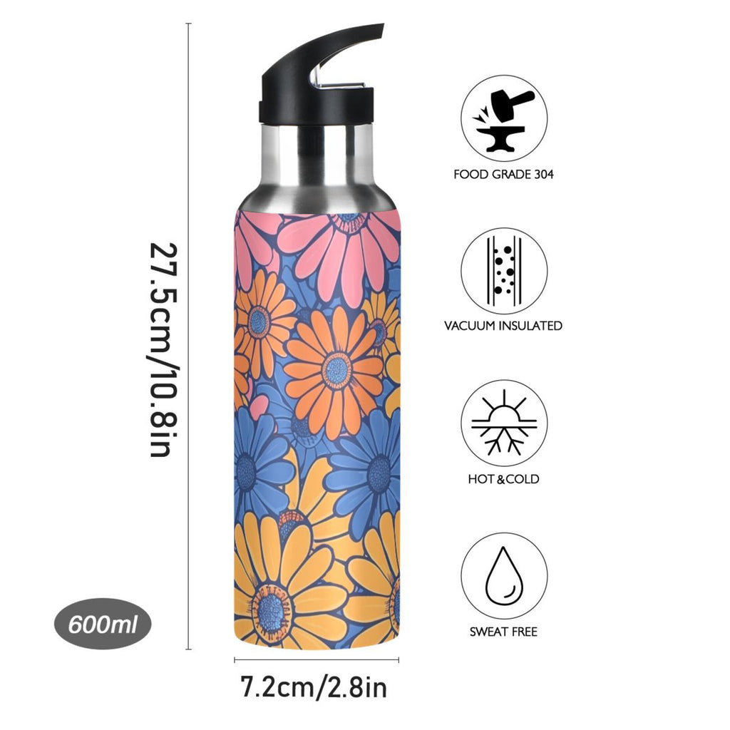 Blue and Pink Insulated Stainless Steel Water Bottle with Straw Lid, 20 oz O24847