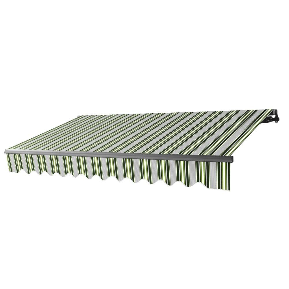 Black Frame Retractable Patio Canopy Awning 12 x 10 ft Multi Green K368