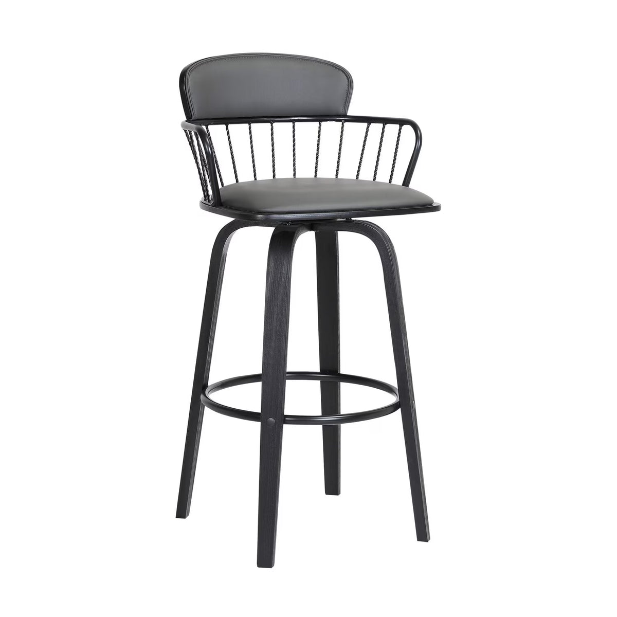 Gray Faux Leather Barstool Chair S165