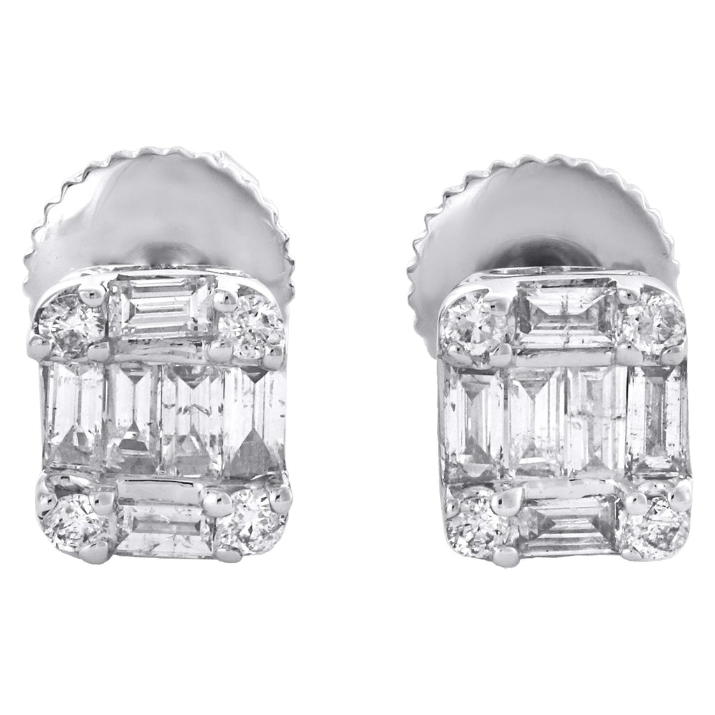 14K White Gold Diamond Stud Earrings J8154