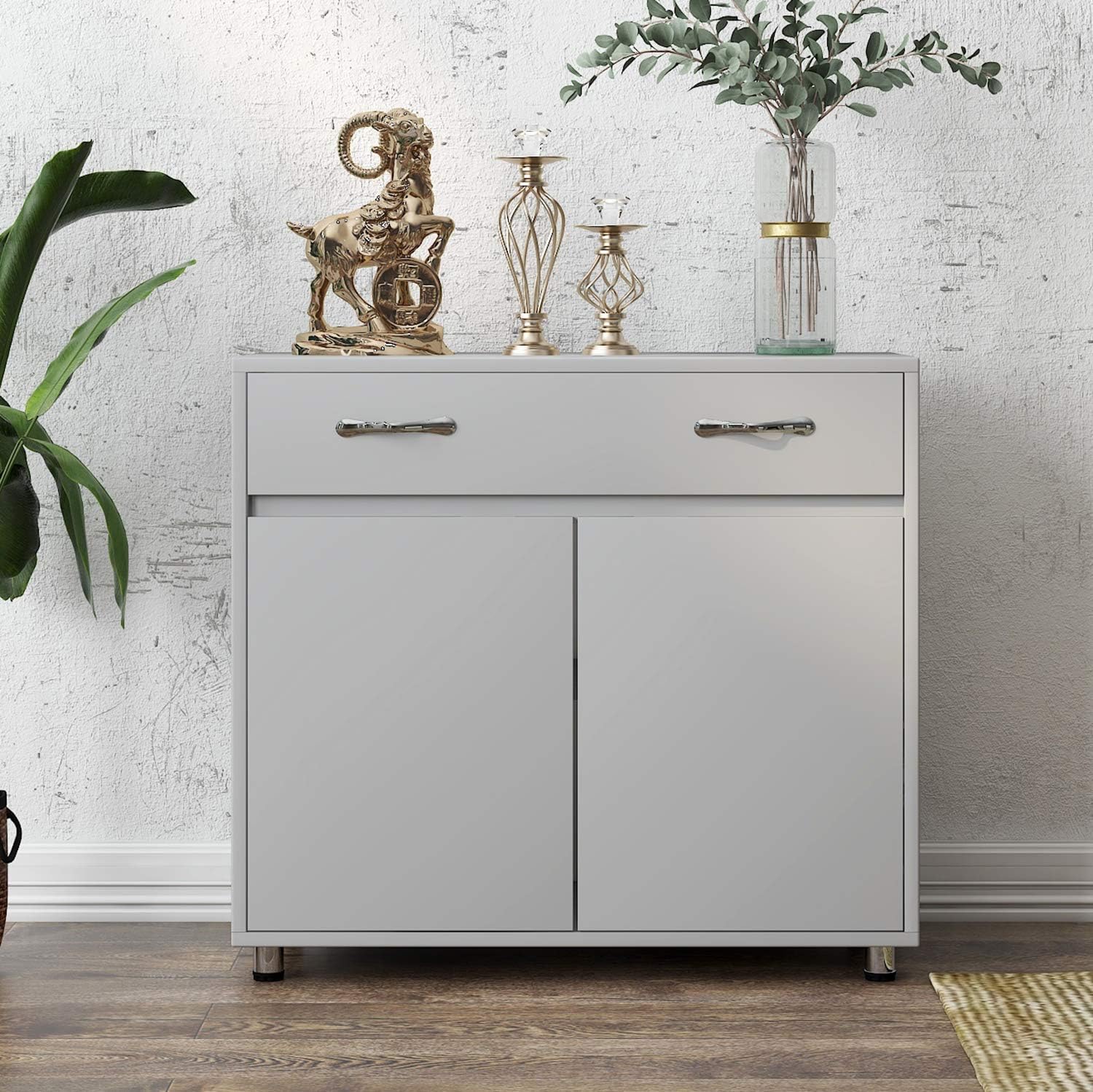 White 3 Doors 3 Drawers Sideboard Cabinet Q735