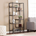 Black Metal & Glass Bookcase J1753