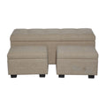 Beige Wood Traditional Storage Bench, Set of 3 B778