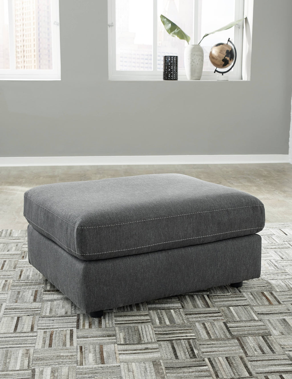 Charcoal Oversized Accent Ottoman V6915