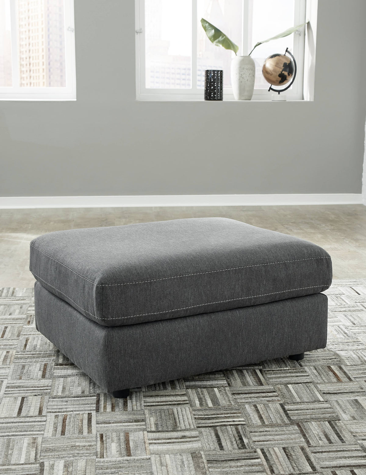 Charcoal Oversized Accent Ottoman V6915