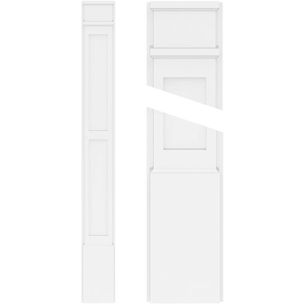 12x22W x 90x22H x 2x22P Two Equal Flat Panel PVC Pilaster with Decorative Capital & Base (Pair) A85861