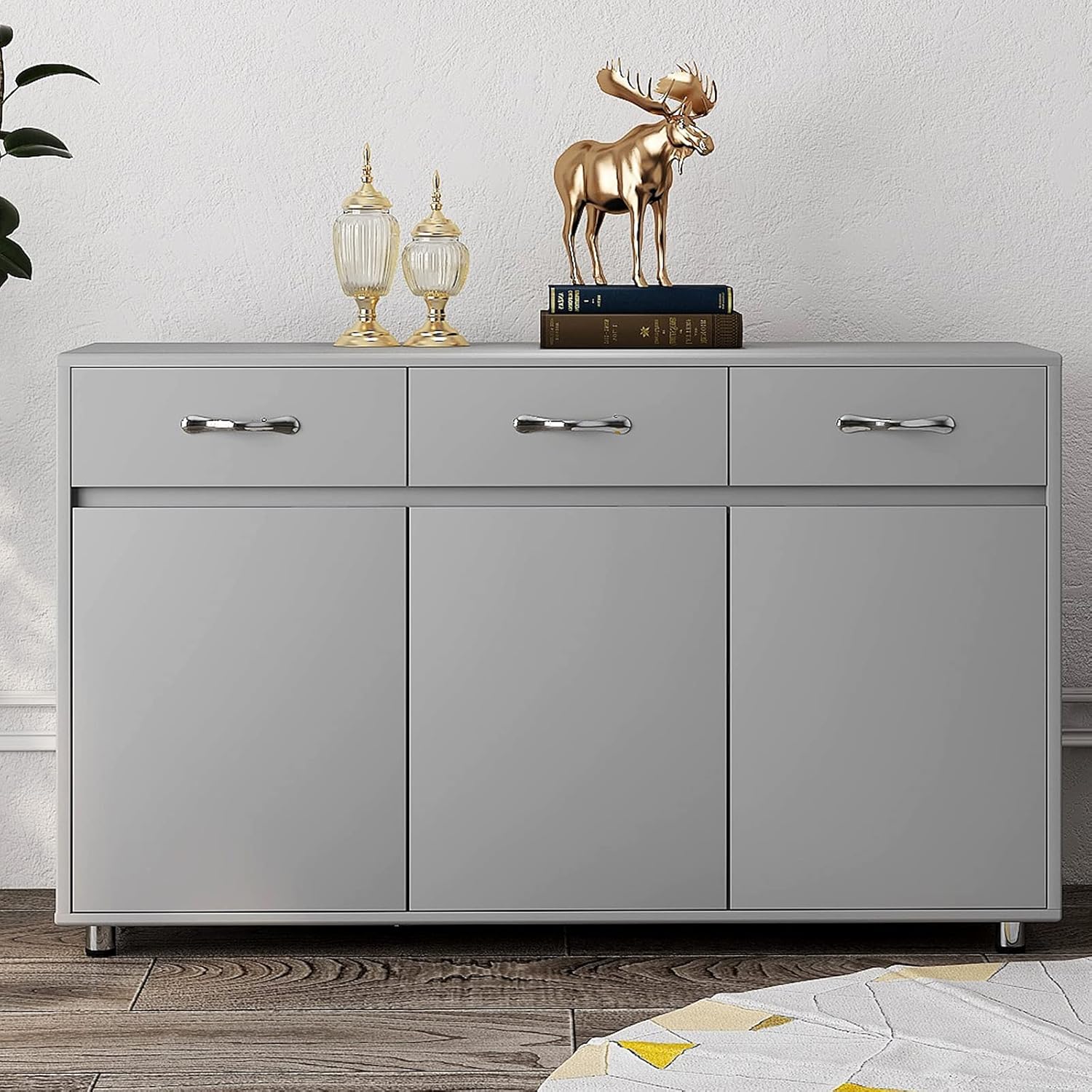 White 3 Doors 3 Drawers Sideboard Cabinet Q735