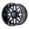 Black Milled Blue 20x10 5x5 -24mm Wheel O9096