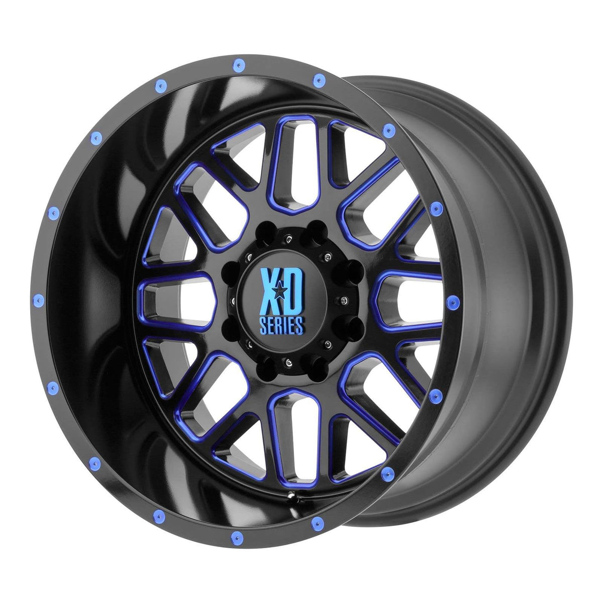 Black Milled Blue 20x10 5x5 -24mm Wheel O9096