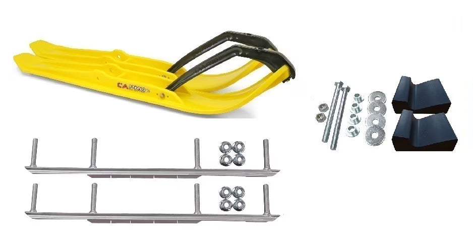 Yellow XPT Snowmobile Skis with 7.5" Shaper Bars Complete Kit J559433