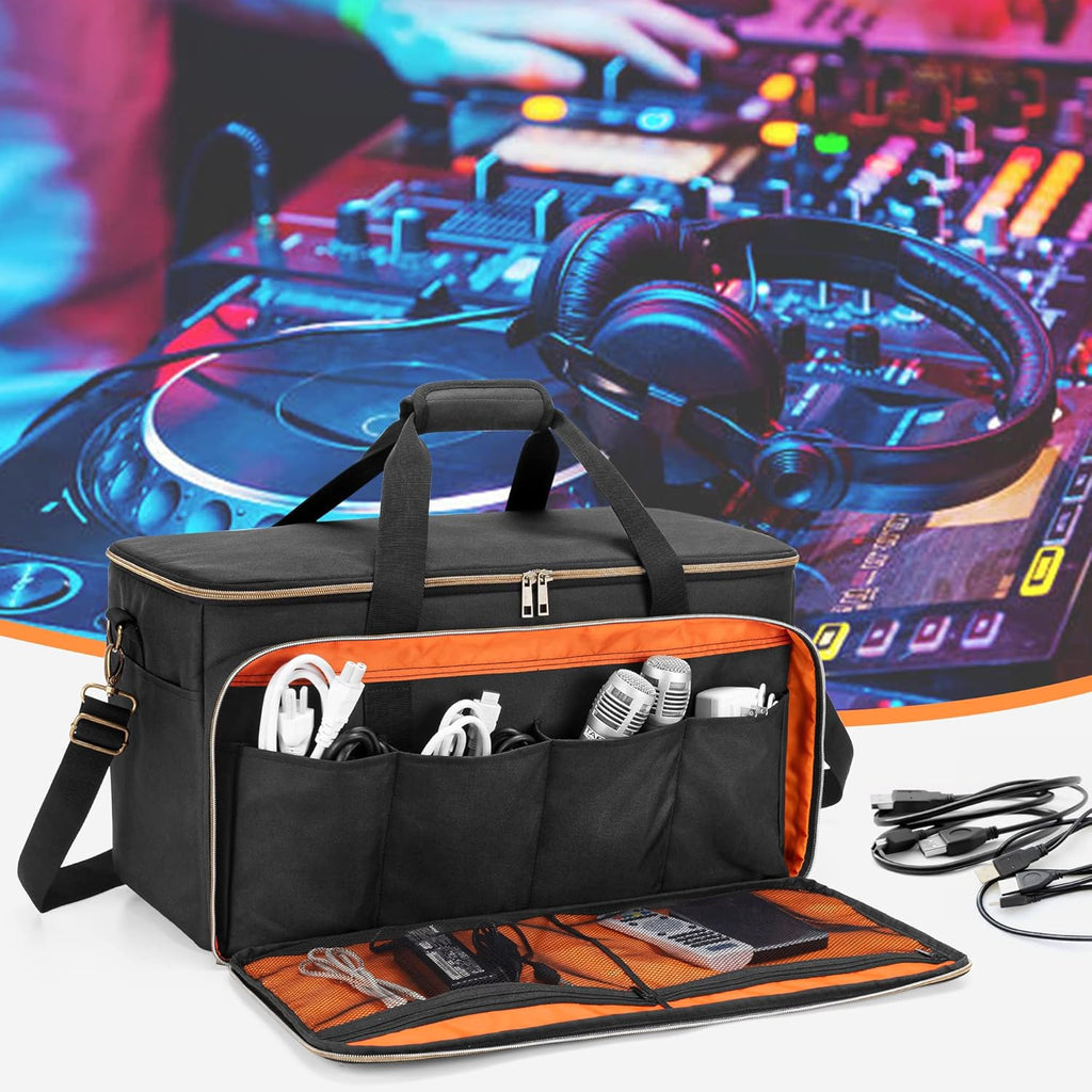 Large Travel DJ Cable File Bag with Inner Detachable Divider and Padded Compartment for 15.6” Laptop P82982