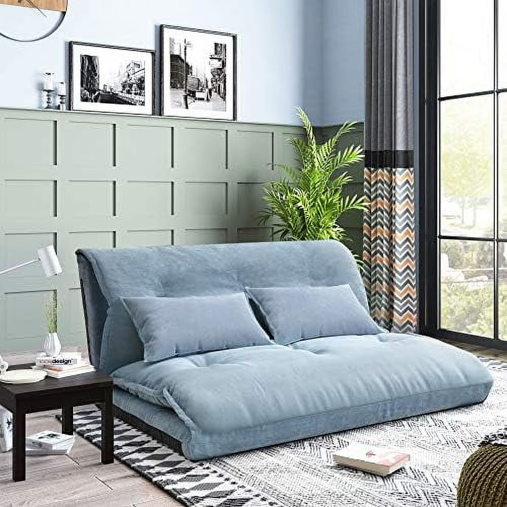 Blue Adjustable Floor Sofa Bed with 2 Pillows F18980