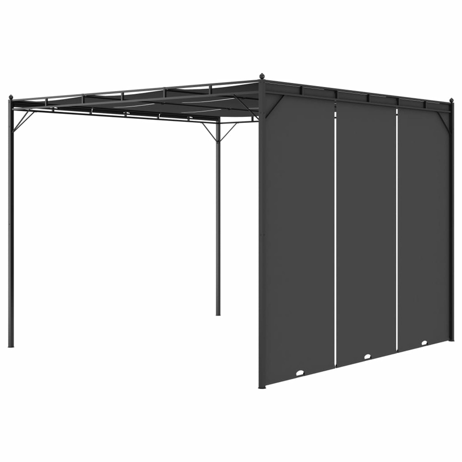 Garden Gazebo with Side Curtain Steel Frame Sun Shade Shelter 118.1 x 118.1 x 88.6 Inches I5131