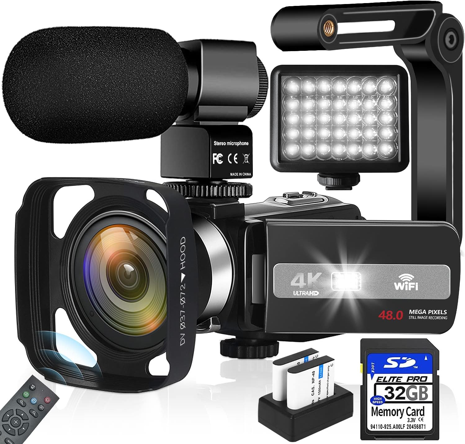 4K 48MP 18X Digital Zoom Touch Screen Camcorder with External Microphone F521944