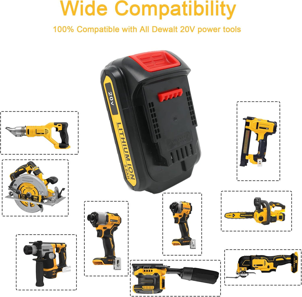 2Packs 20V 3.0Ah Battery and Charger Combo for Cordless Tools J379099