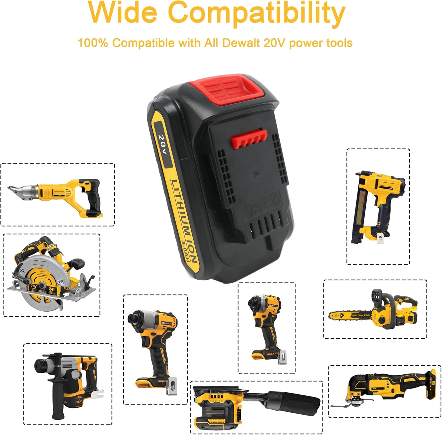 2Packs 20V 3.0Ah Battery and Charger Combo for Cordless Tools J379099