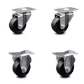 3.5 inch Soft Rubber Wheel Swivel Caster Set with 2 Rigid Z246