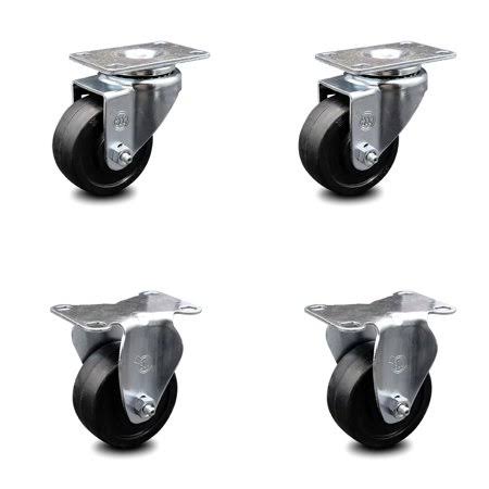 3.5 inch Soft Rubber Wheel Swivel Caster Set with 2 Rigid Z246