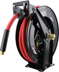 Steel Dual Arm Auto-Retractable Air Hose Reel, 1/2" x 50 ft. Rubber Hose, 300 Max PSI D401206