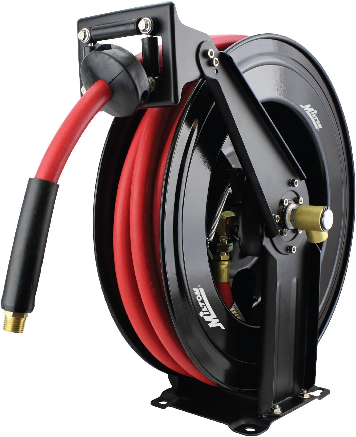 Steel Dual Arm Auto-Retractable Air Hose Reel, 1/2" x 50 ft. Rubber Hose, 300 Max PSI D401206
