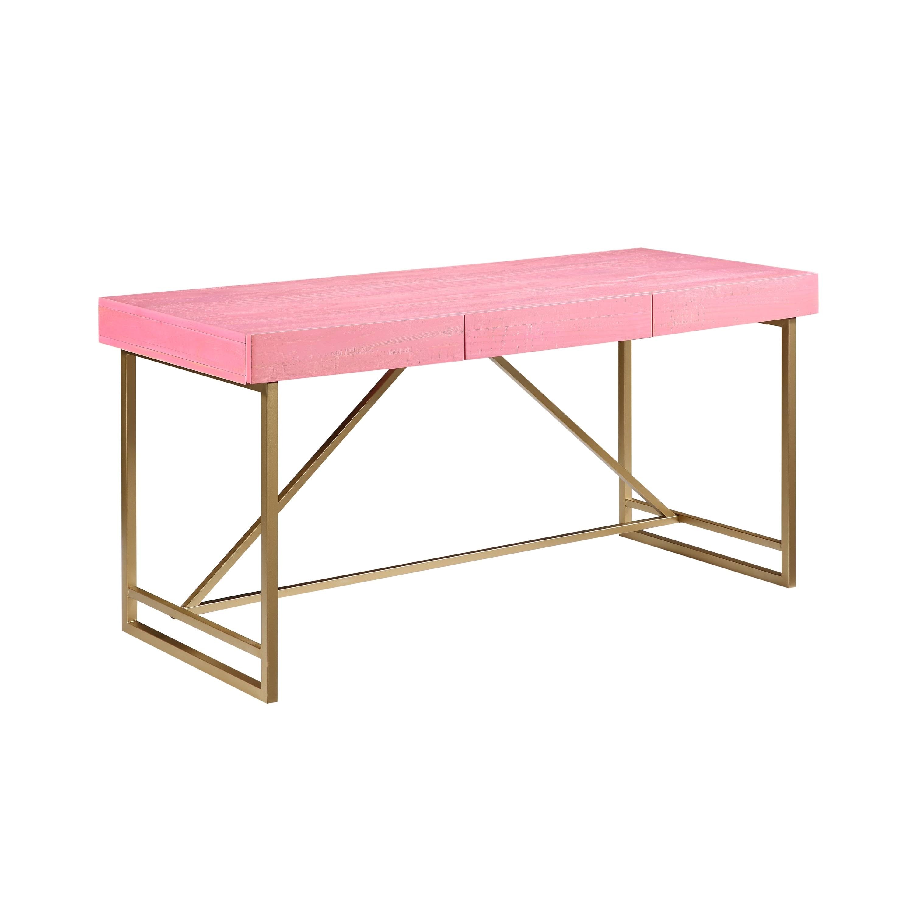 Pink 60-Inch 2-Drawer Desk V22950
