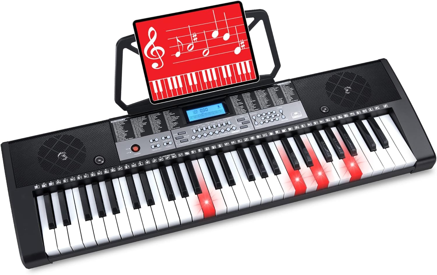 54-Key Electronic Keyboard Piano with LCD Screen, Power Adapter, Teaching Modes, Music Sheet Stand, Built in Speakers I405265