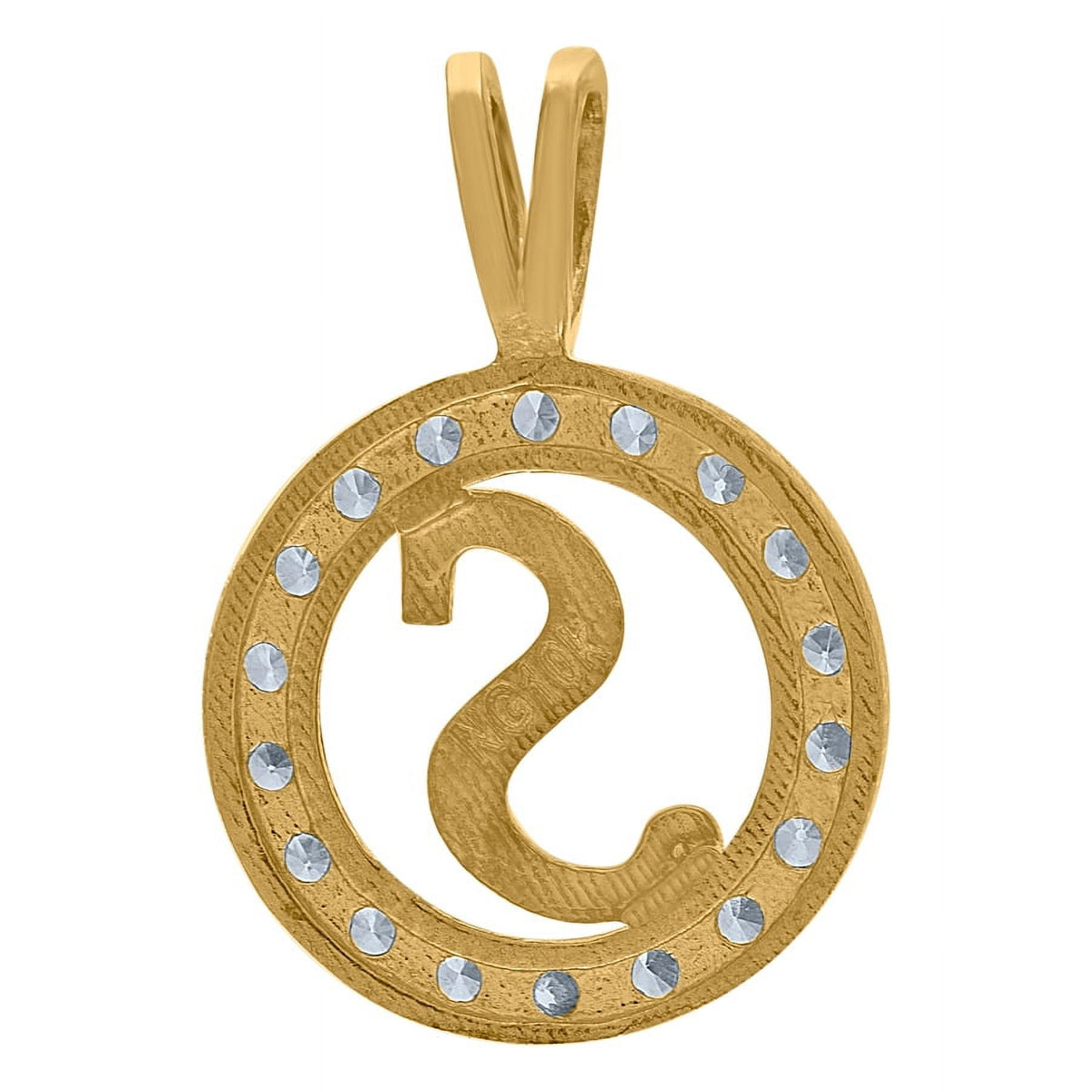 10k Two Tone Gold Cubic Zirconia Letter Pendant Necklace P202280