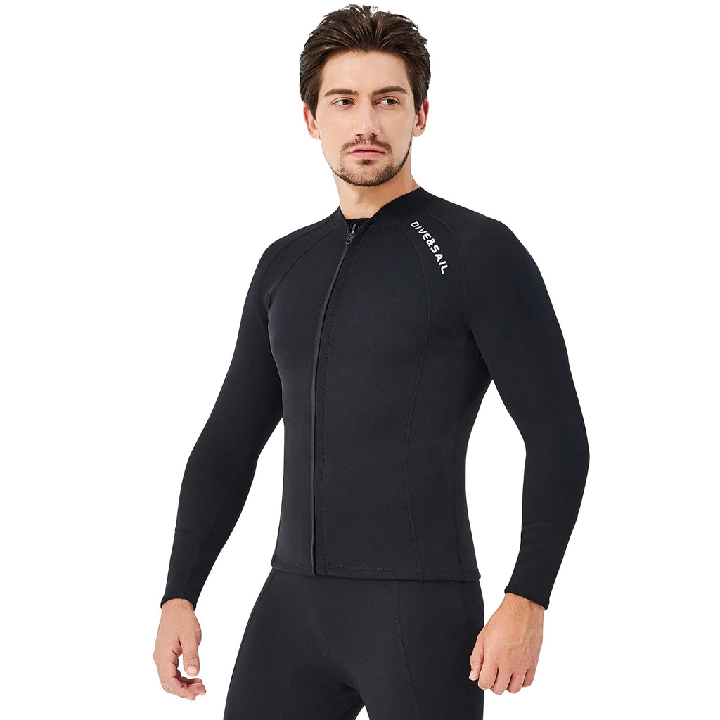 2mm Neoprene Front Zipper Wetsuits Jacket Long Sleeves Wetsuit U759