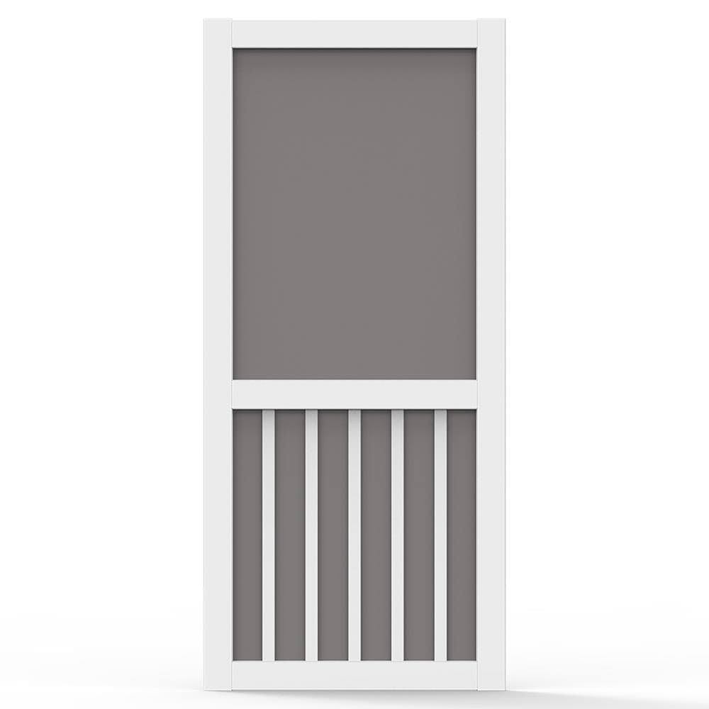 Solid Vinyl White 5-Bar Screen Door C248