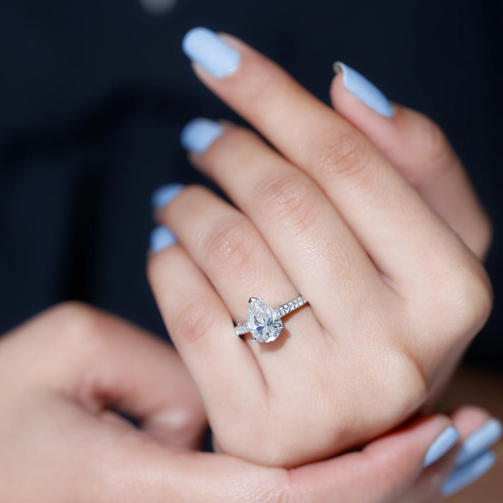 2.75 CT Pear Cut Moissanite Solitaire Engagement Ring, 925 Sterling Silver X173338