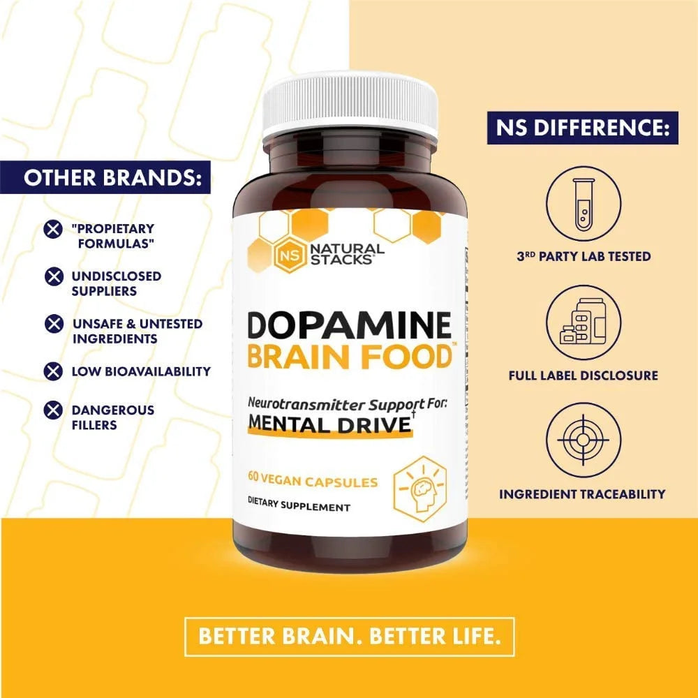 Dopamine Focus Supplement with L-Tyrosine, 60 Capsules O36965
