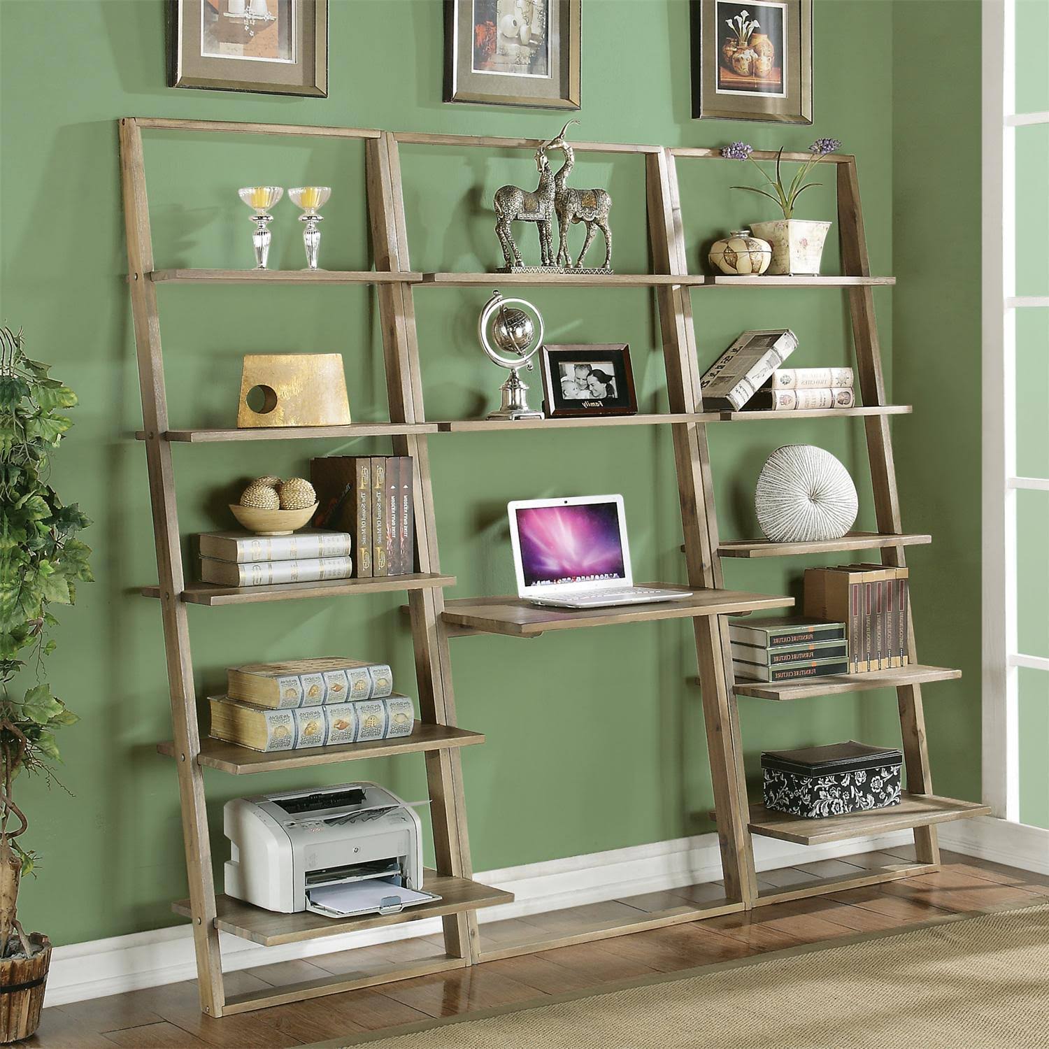 Smoky Driftwood Leaning Bookcase V66584