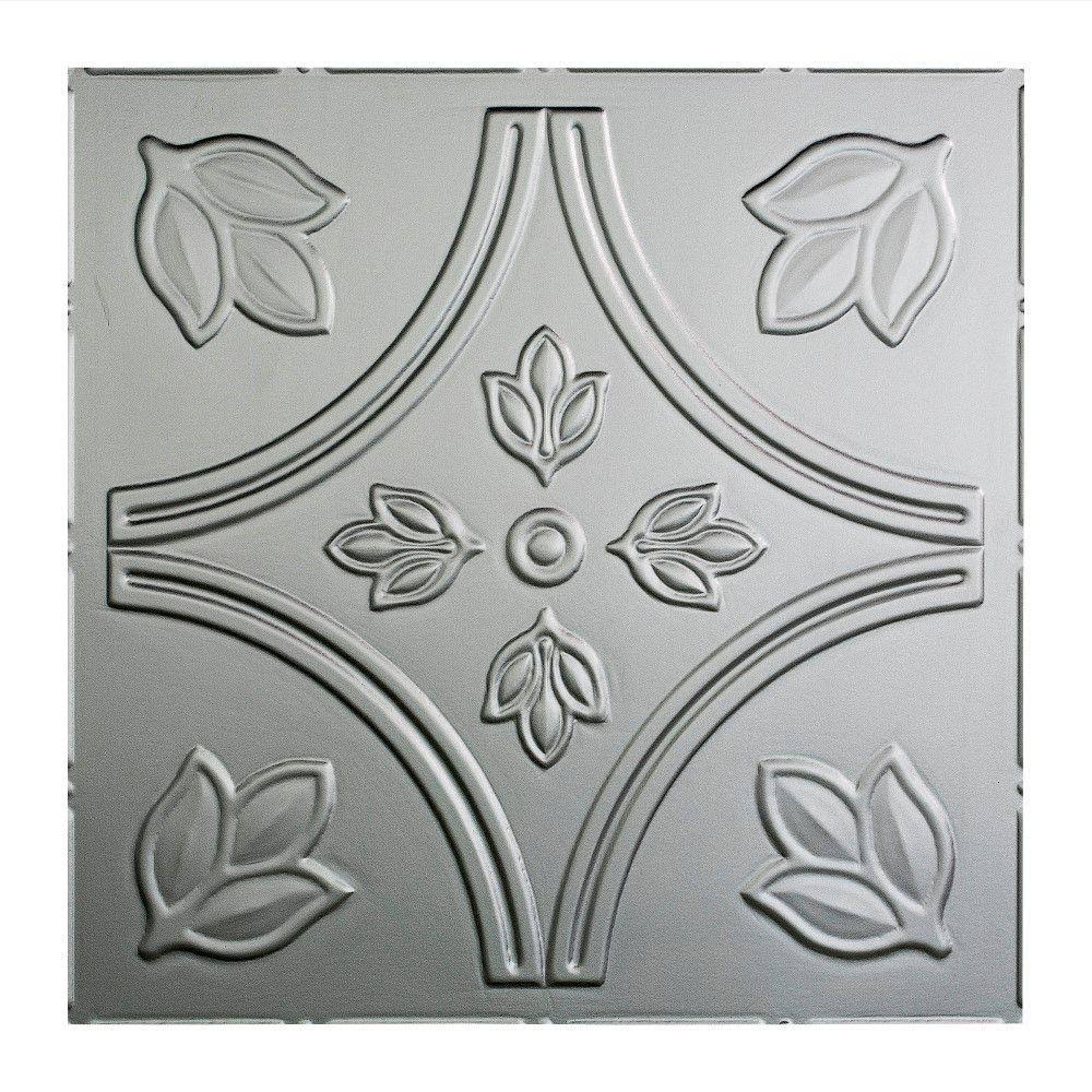 2ft x 2ft Crosshatch Silver Decorative Vinyl Ceiling Tile (5 Pack) X88959